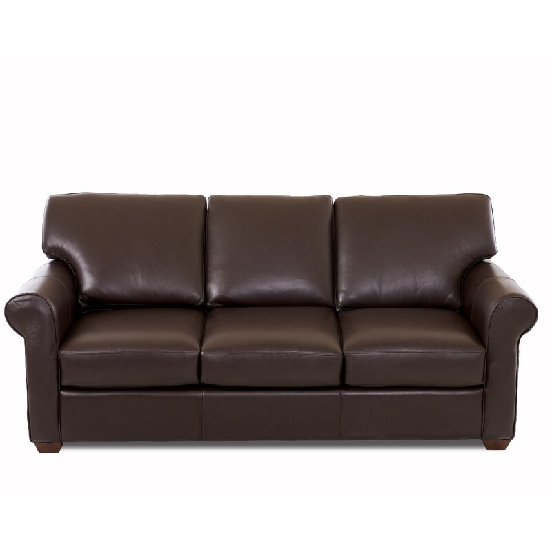 Rachel 91%2527%2527 Genuine Leather Rolled Arm Sleeper Sofa 